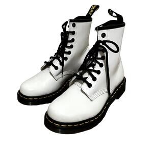 Dr. Martens 1460 Patent Leather White Combat Boots Women's Size 6